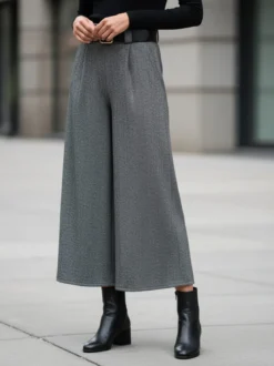 Daystar Pantaloni donna a palazzo con cintura - grigio