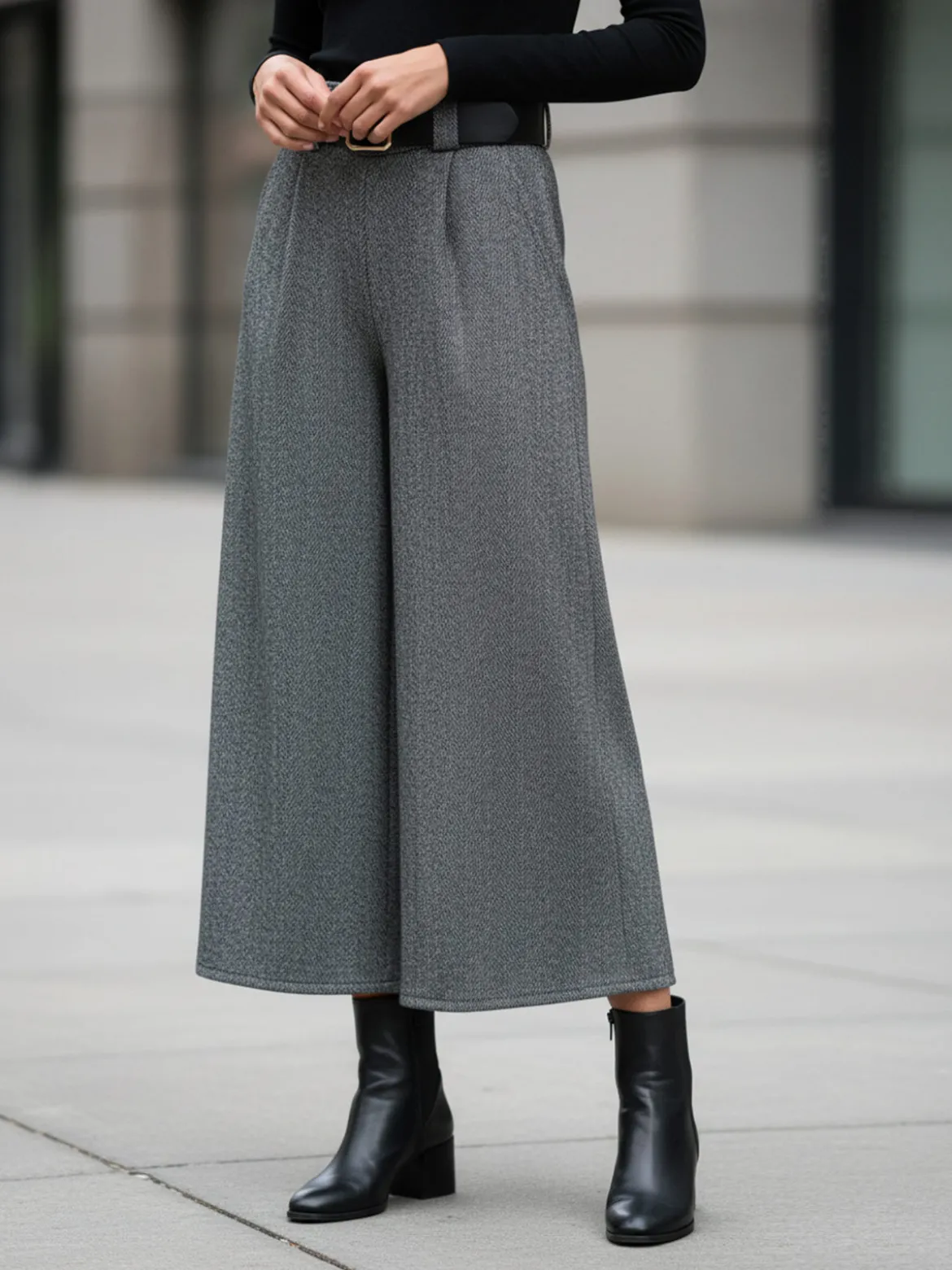 Daystar Pantaloni donna a palazzo con cintura - grigio