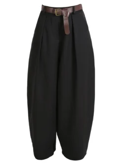 Daystar Pantaloni donna casual a palloncino con cintura - nero