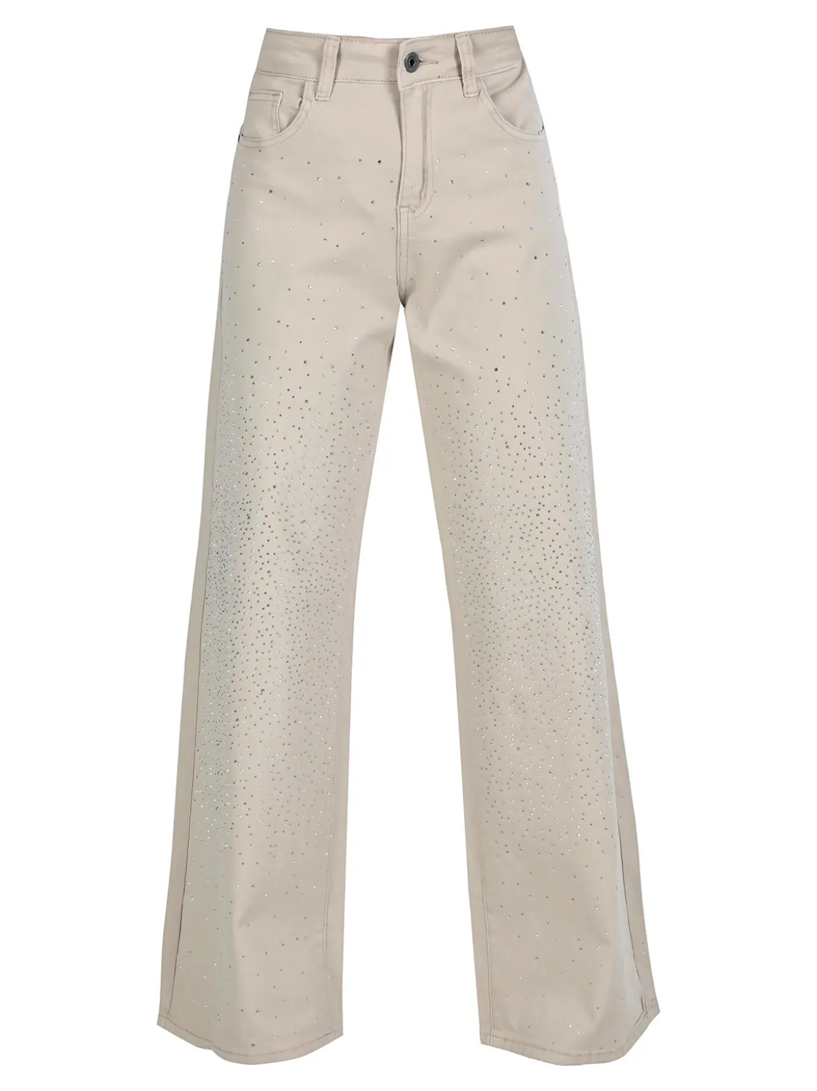 3-D Denim Pantaloni donna con strass a gamba larga