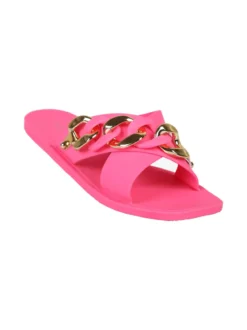 De Fonseca Ciabatte donna in gomma con fascia intrecciata e catena