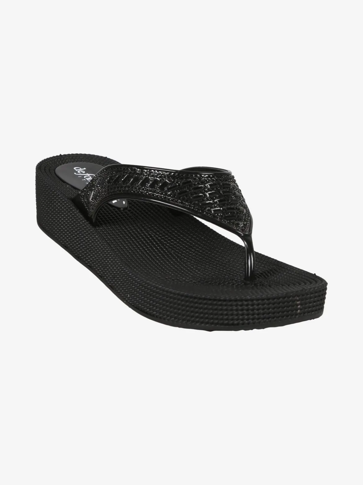 De Fonseca Infradito in gomma da donna con strass e zeppa