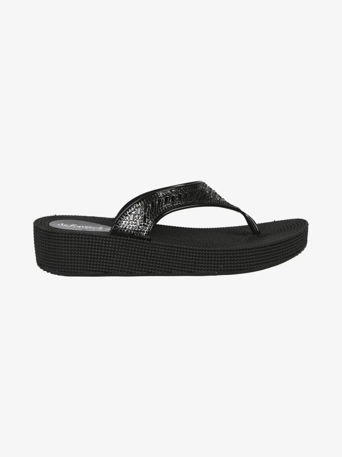 De Fonseca Infradito in gomma da donna con strass e zeppa
