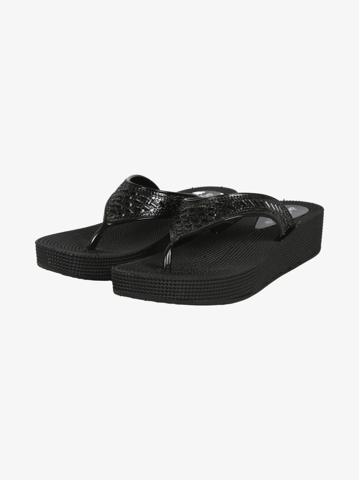 De Fonseca Infradito in gomma da donna con strass e zeppa