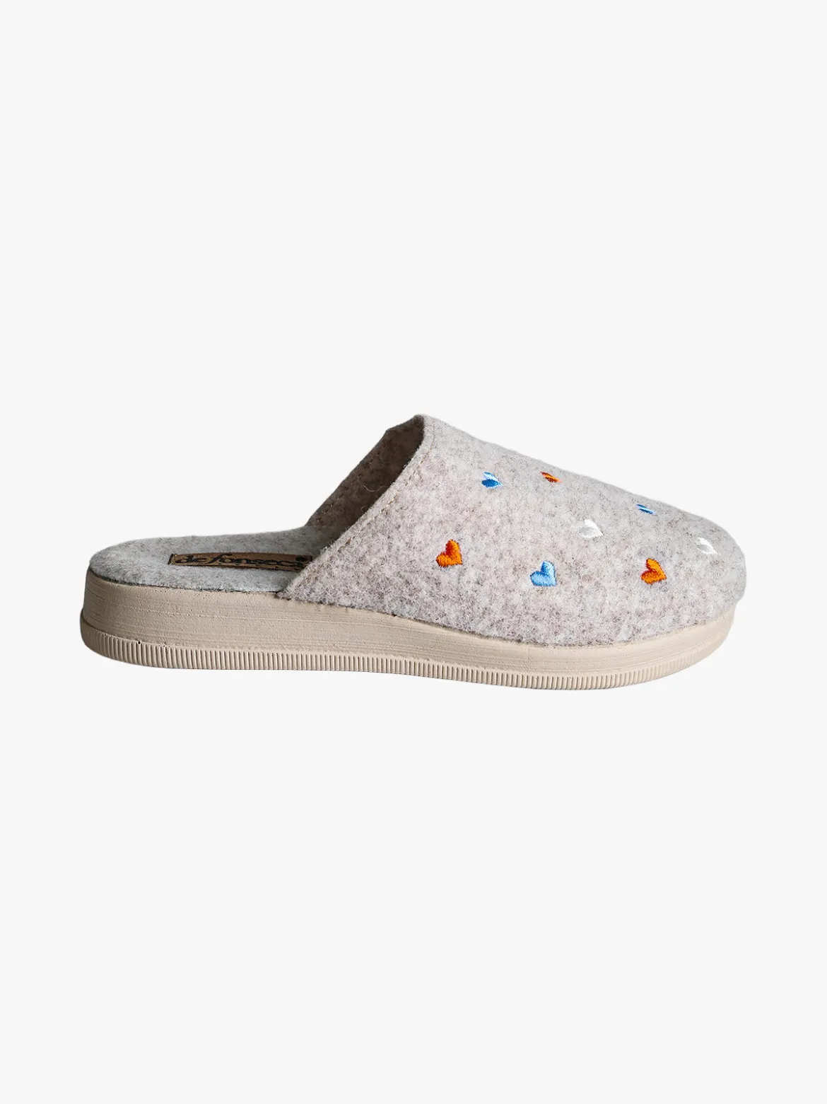 De Fonseca Pantofole donna cuori in feltro con zeppa - beige