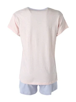 De Fonseca Pigiama corto da donna in cotone con t-shirt stampata e shorts - lilla