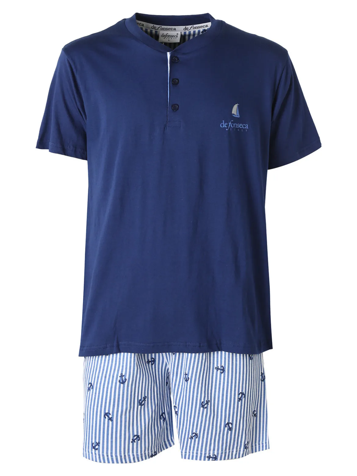 De Fonseca Pigiama corto da uomo con bermuda a righe - blu scuro