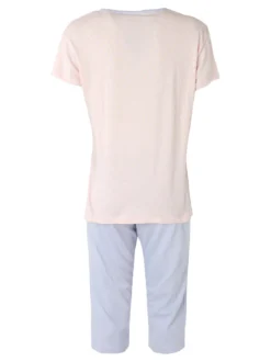 De Fonseca Pigiama donna in cotone a maniche corte e pantaloni a pinocchietto - lilla
