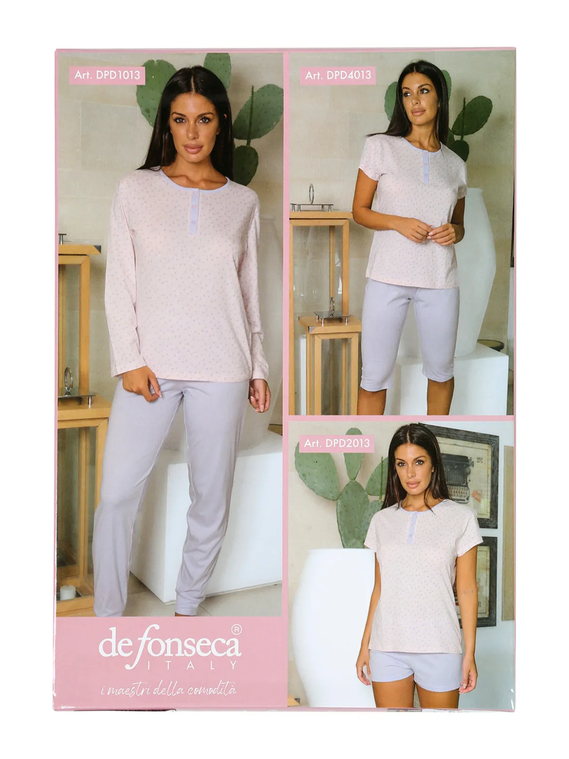 De Fonseca Pigiama donna in cotone a maniche corte e pantaloni a pinocchietto - lilla