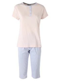 De Fonseca Pigiama donna in cotone a maniche corte e pantaloni a pinocchietto - lilla