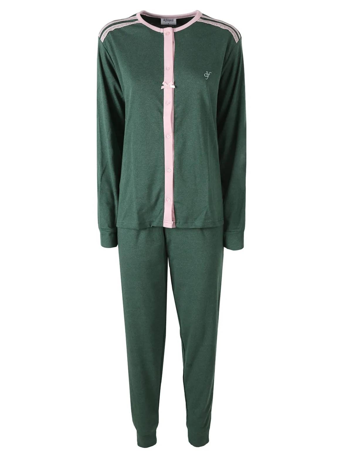 De Fonseca Pigiama donna in cotone con bottoni - verde