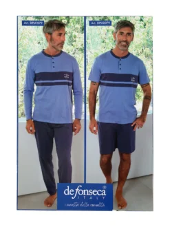 De Fonseca Pigiama lungo da uomo in cotone - blu