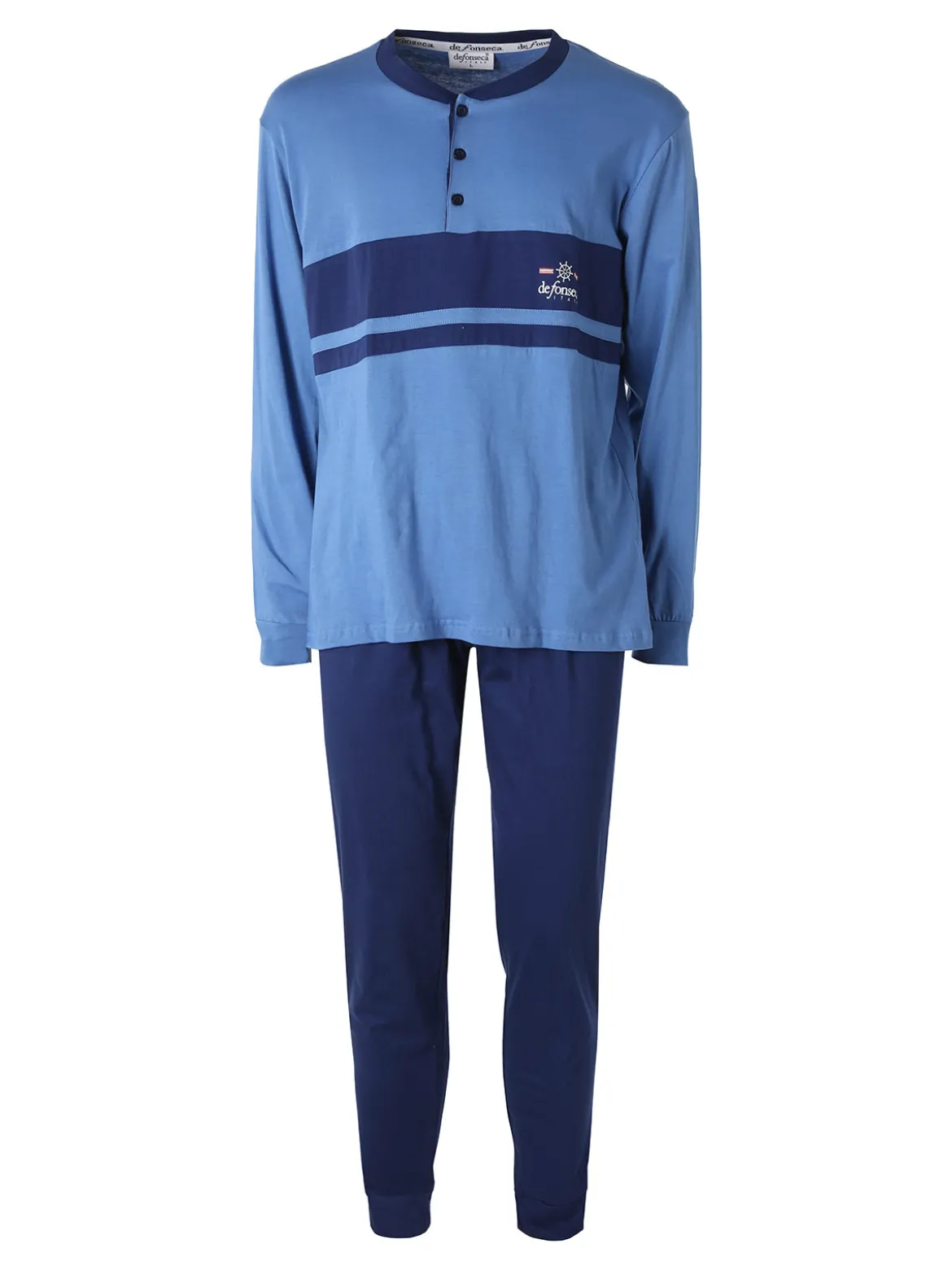 De Fonseca Pigiama lungo da uomo in cotone - blu scuro