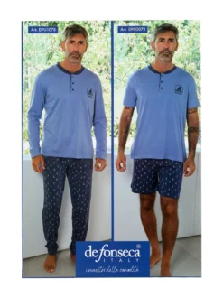 De Fonseca Pigiama lungo da uomo in cotone - grigio