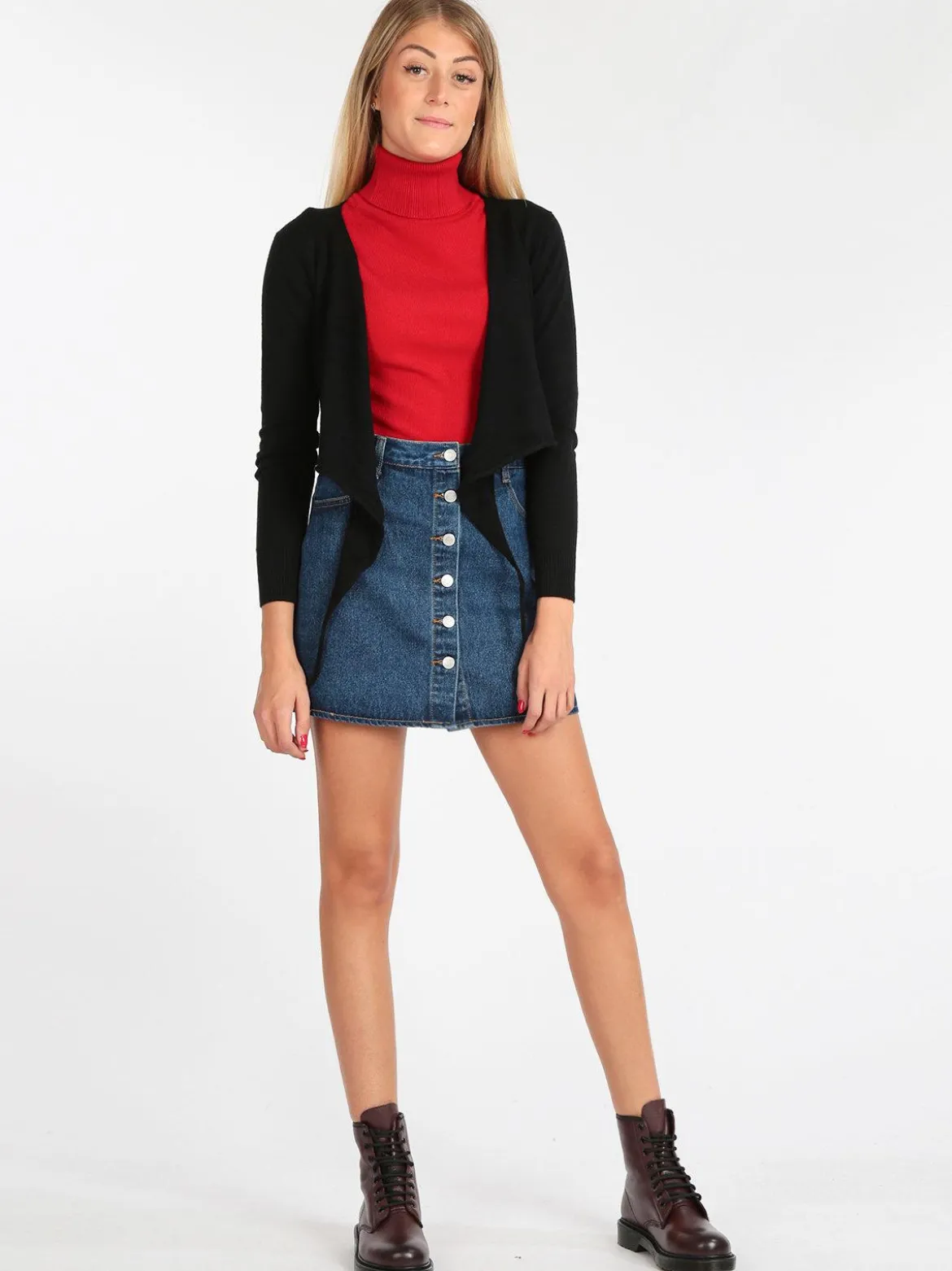 Denim Gonna corta con bottoni