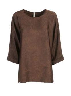 Deva Moda Blusa donna girocollo con maniche a pipistrello - moro