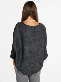 Deva Moda Blusa donna girocollo con maniche a pipistrello - nero