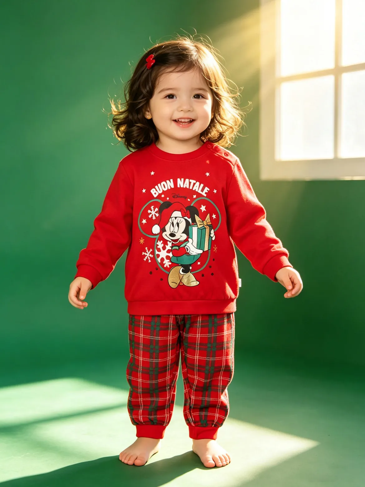 Disney Baby Minnie pigiama natalizio da neonata in cotone - rosso