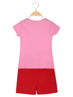 Disney Lilo & Stitch Completo corto da bambina in cotone con t-shirt e shorts con coulisse - rosa