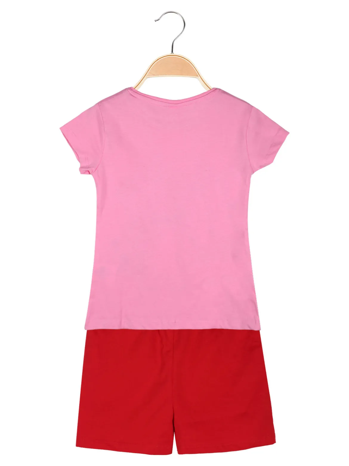 Disney Lilo & Stitch Completo corto da bambina in cotone con t-shirt e shorts con coulisse - rosa
