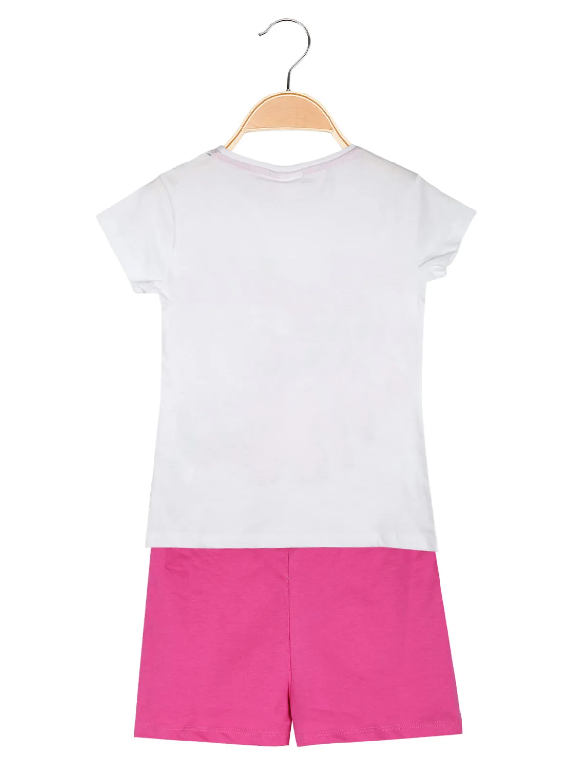 Disney Lilo & Stitch Completo corto da bambina in cotone con t-shirt e shorts con coulisse - bianco