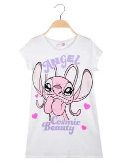 Disney Lilo & Stitch Maxi t-shirt da bambina in cotone con stampa personaggio - rosa