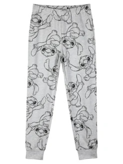 Disney Lilo & Stitch Pigiama lungo da bambina in cotone interlock - grigio chiaro