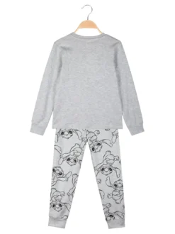 Disney Lilo & Stitch Pigiama lungo da bambina in cotone interlock - grigio chiaro