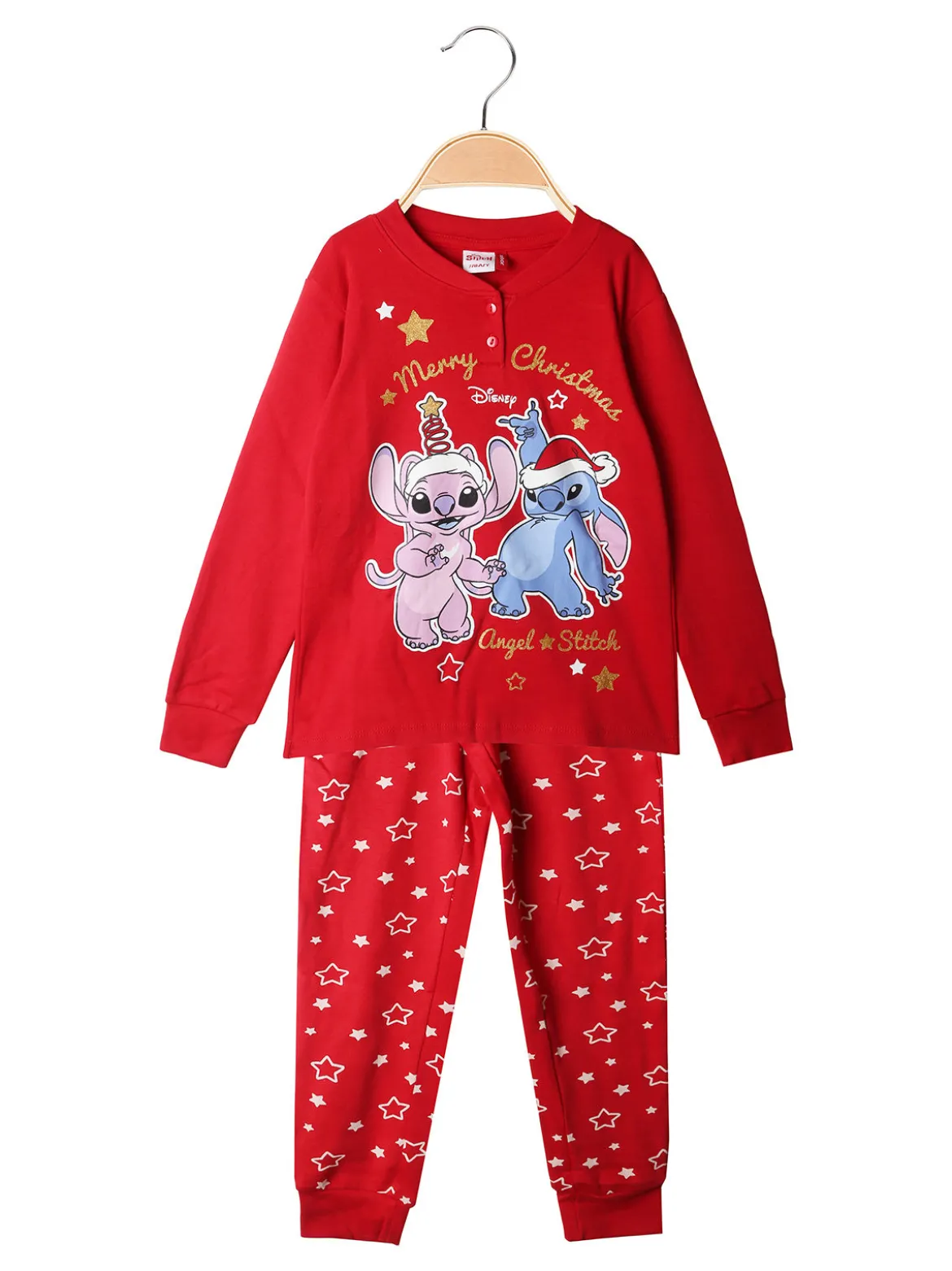 Disney Lilo & Stitch Pigiama natalizio da bambina in cotone - rosso