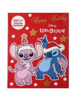 Disney Lilo & Stitch Pigiama natalizio da bambina in cotone - rosso