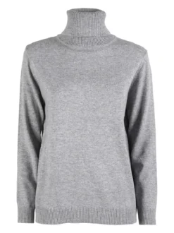 Dolce & Trendy Pullover donna dolcevita in maglia - grigio