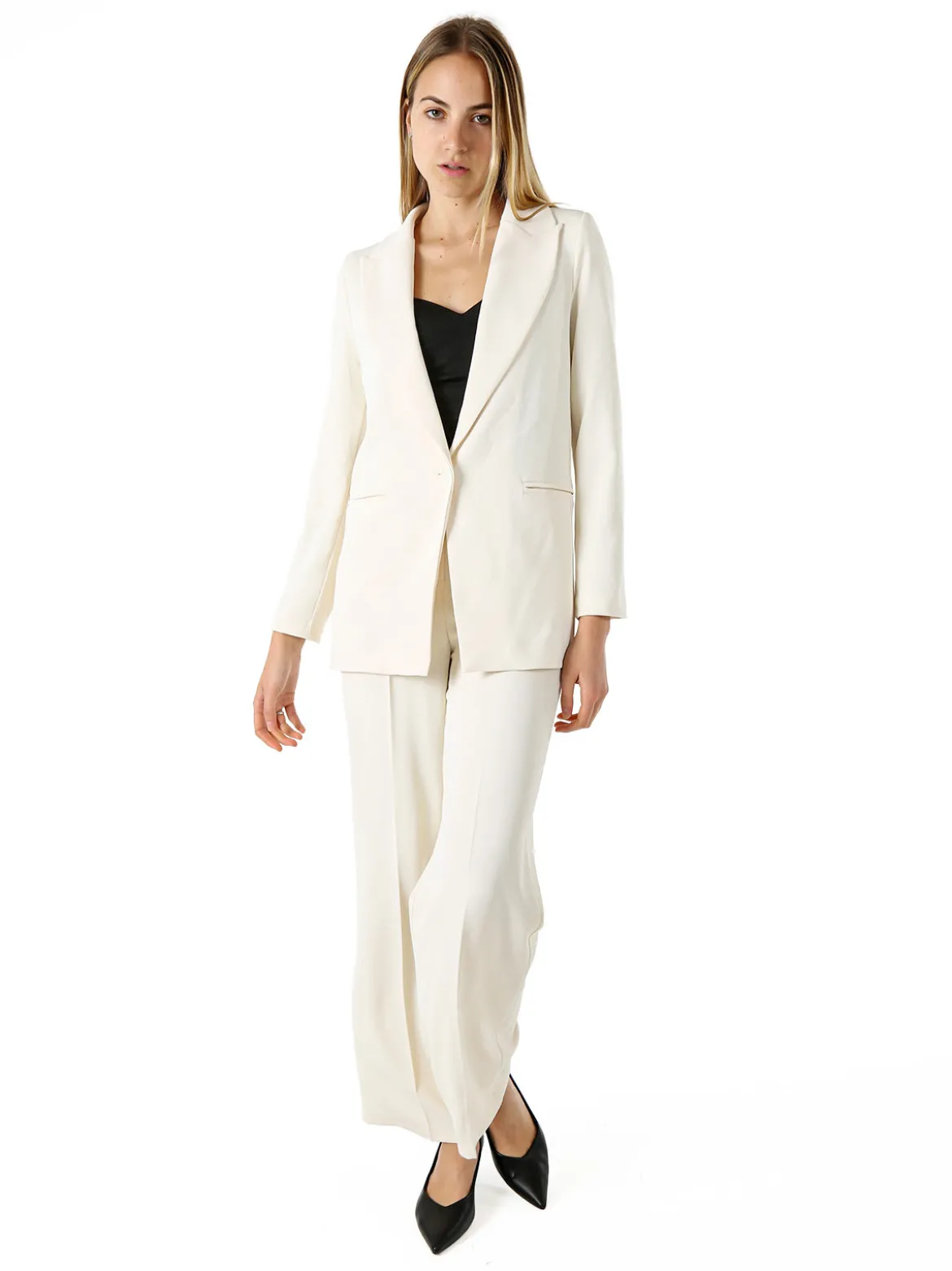 Doremi Completo elegante da donna con giacca e pantaloni - panna