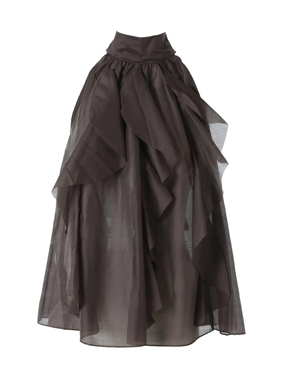 Doremi Top donna con volant e allacciatura al collo - grigio scuro