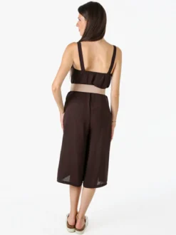 Doremi Tuta jumpsuite da donna a spalla stretta con scollo a V - moro