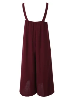 Doremi Tuta jumpsuite da donna a spalla stretta con scollo a V - bordeaux