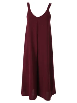 Doremi Tuta jumpsuite da donna a spalla stretta con scollo a V - bordeaux