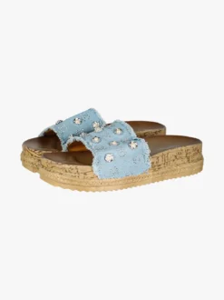 Econfort Ciabatte donna con dettagli fiore e perle - blu