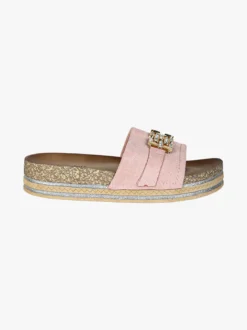 Econfort Ciabatte donna gioiello con strass e platform - rosa