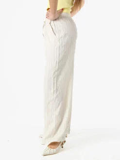 Eletta Pantaloni donna a palazzo con coulisse - panna