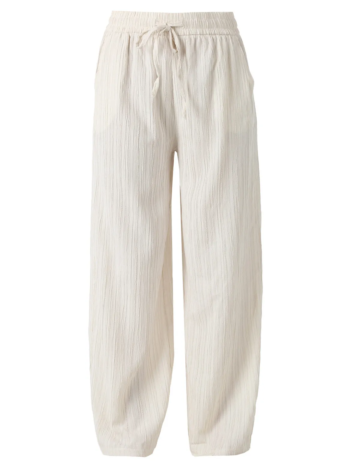Eletta Pantaloni donna a palazzo con coulisse - panna