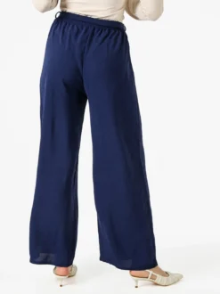 Eletta Pantaloni donna a palazzo in crèpe - blu