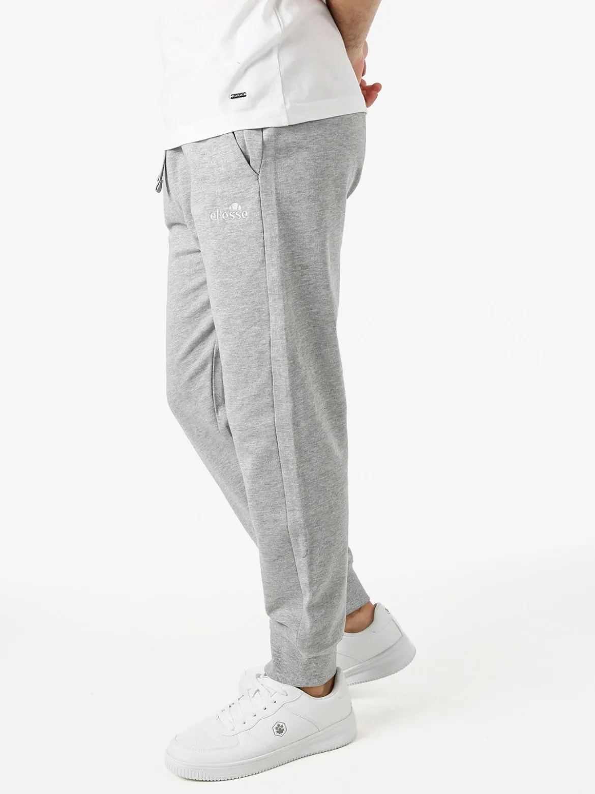 Ellesse Pantaloni tuta da uomo in felpa di cotone con coulisse e polsini - grigio