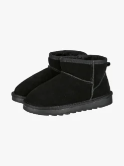 Energy Kids Stivaletti scamosciati da bambina con fodera in ecopelliccia - nero