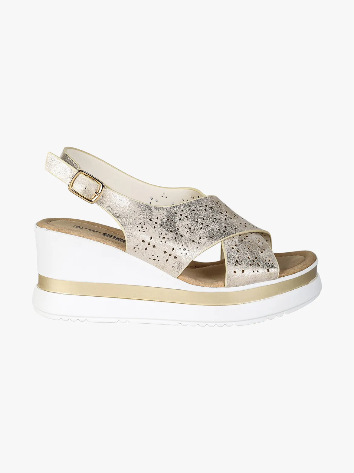 Energy Sandali donna con fasce intrecciate e zeppa - beige