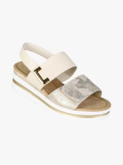 Energy Sandali donna con zeppa e doppia fibbia con strappo - beige