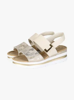Energy Sandali donna con zeppa e doppia fibbia con strappo - beige