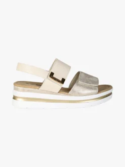 Energy Sandali donna con zeppa e doppia fibbia con strappo - beige