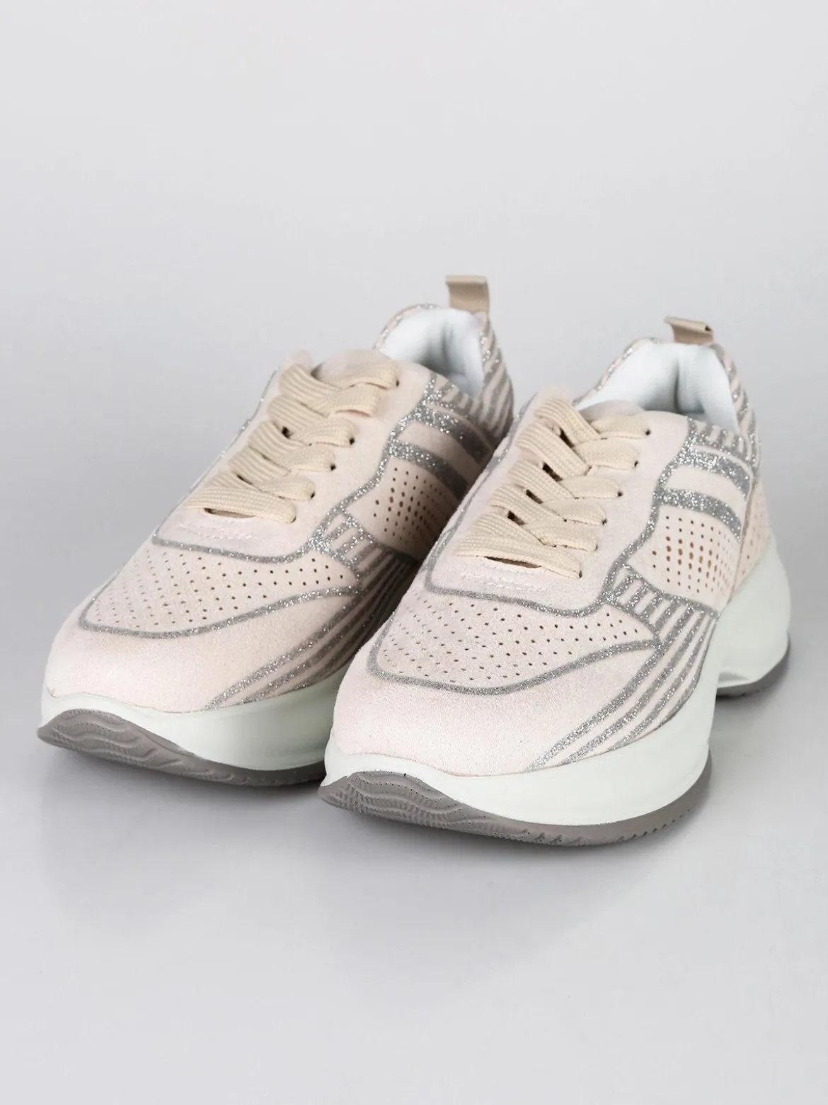 Energy Sneakers donna stringate con zeppa e glitter