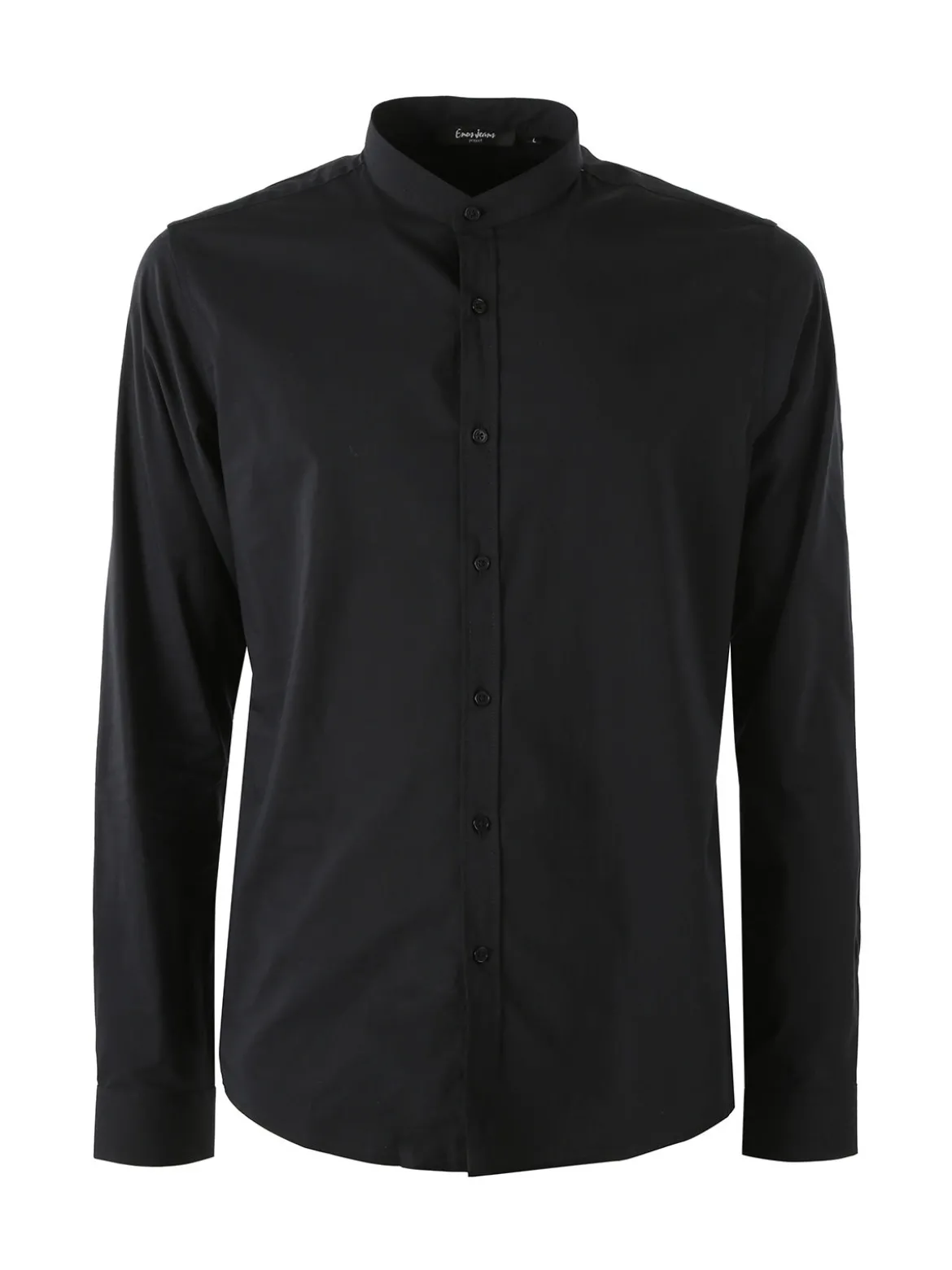Enos Jeans Camicia da uomo slim fit a maniche lunghe con collo alla coreana - nero