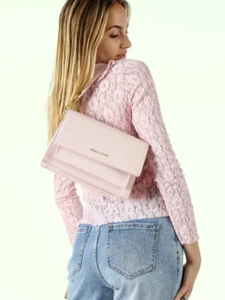 Enrico Coveri Borsa donna rigida in ecopelle con patta - rosa